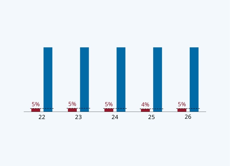 Total Debt 5% of Net Portfolio Value